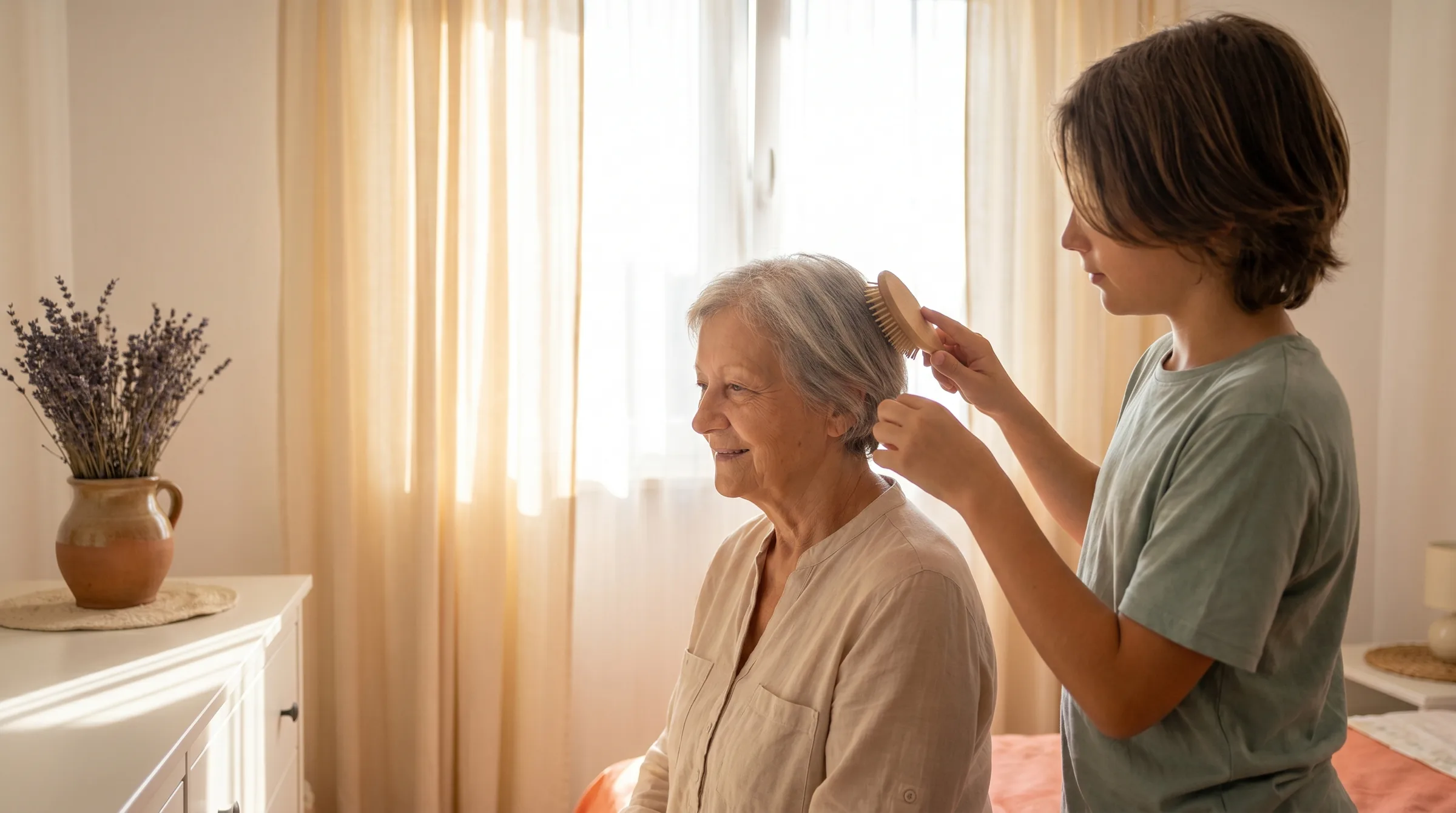 A family caring for a loved one at home
