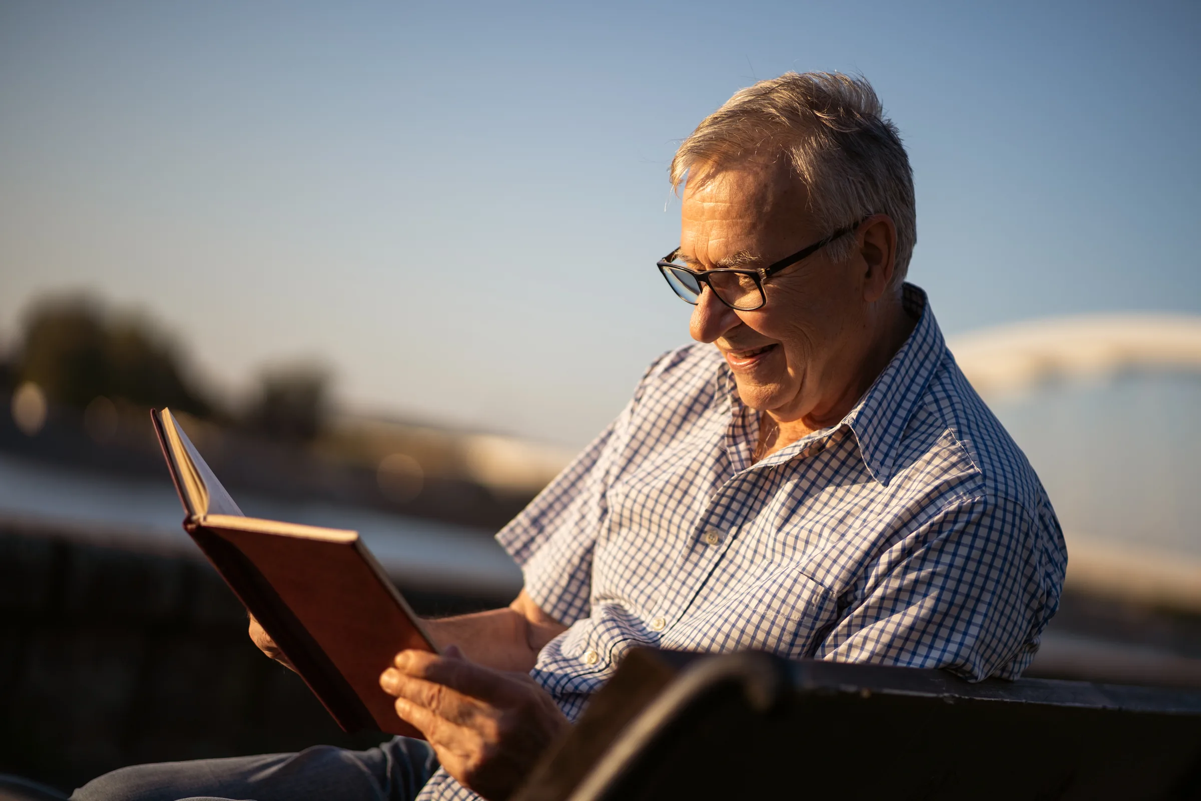 A senior at home during a daily check-in